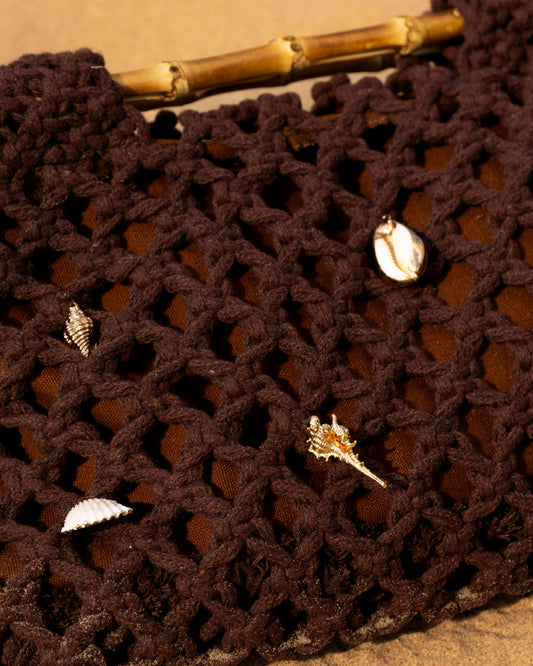 Brown Crochet Shell Bag