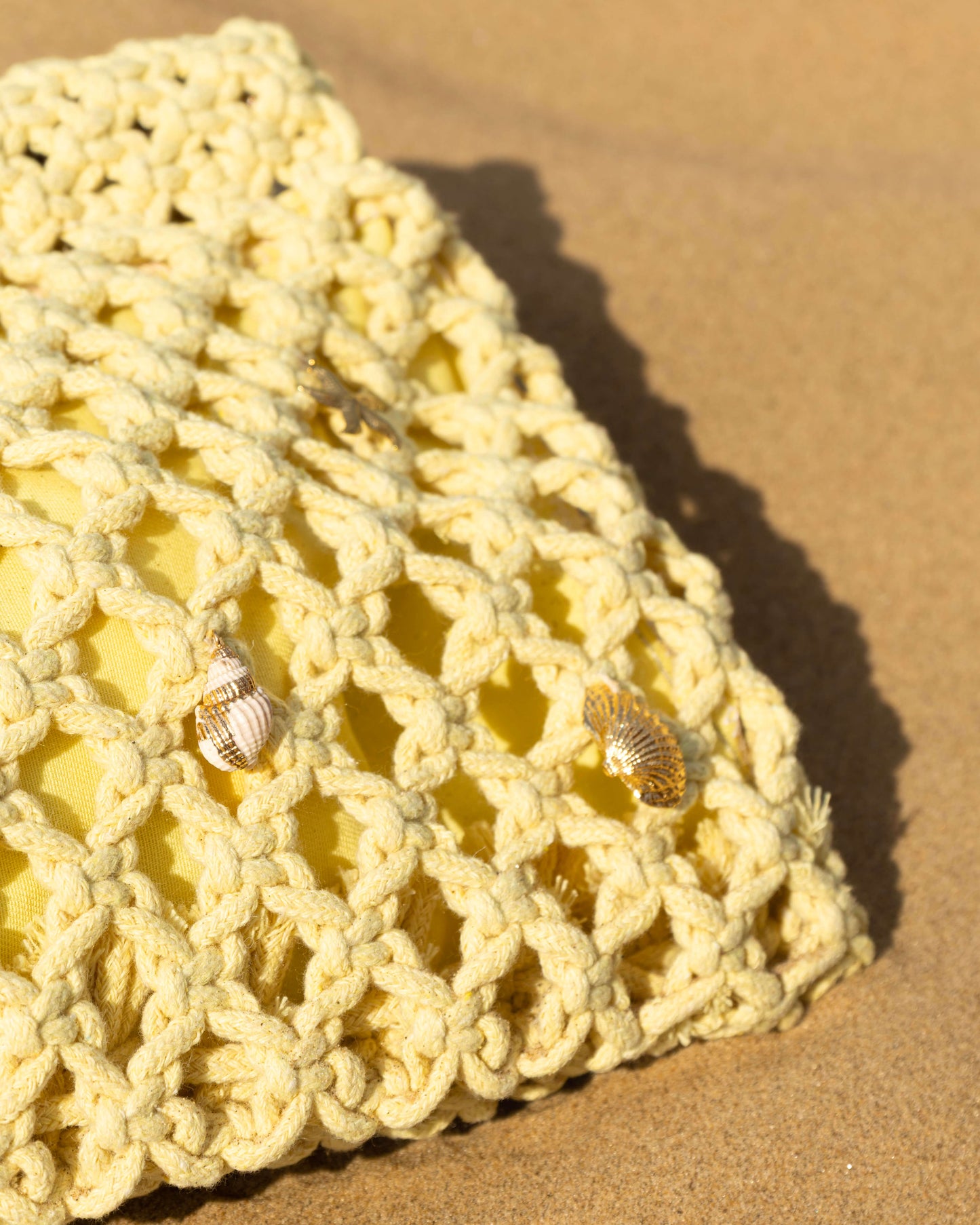 Yellow Crochet Shell Bag