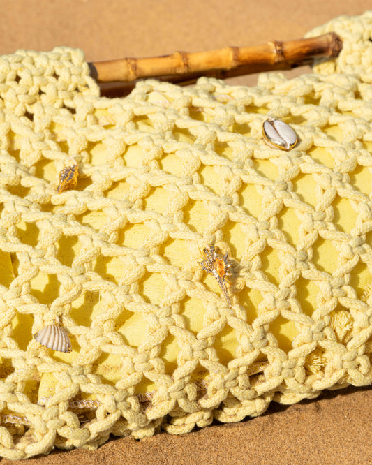Yellow Crochet Shell Bag