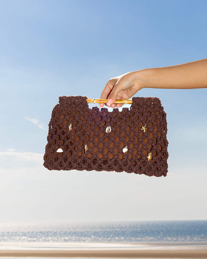 Brown Crochet Shell Bag