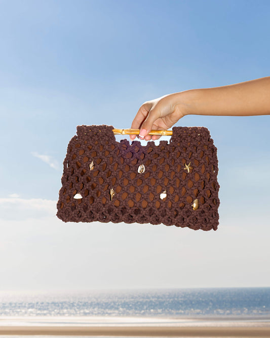 Brown Crochet Shell Bag