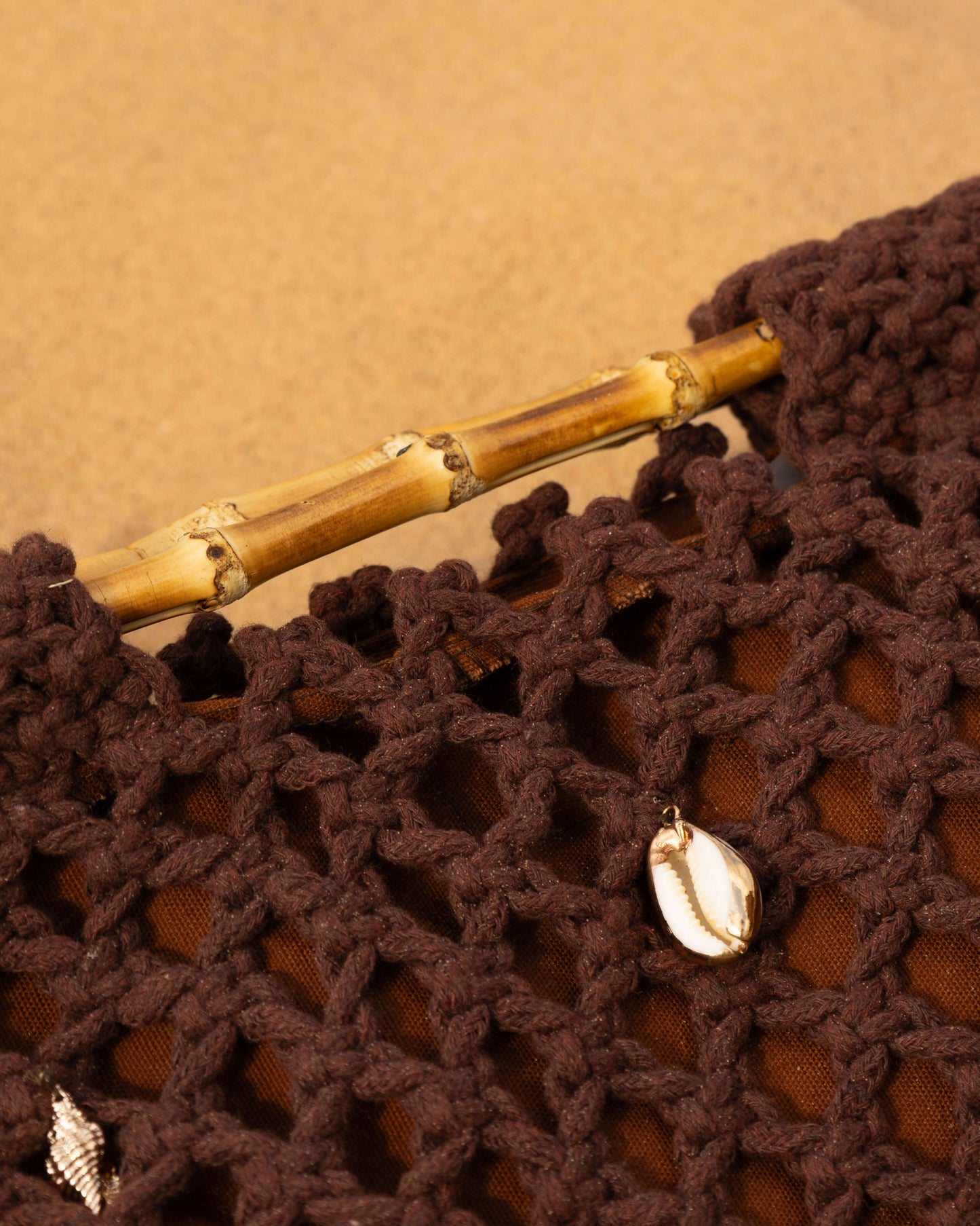 Brown Crochet Shell Bag