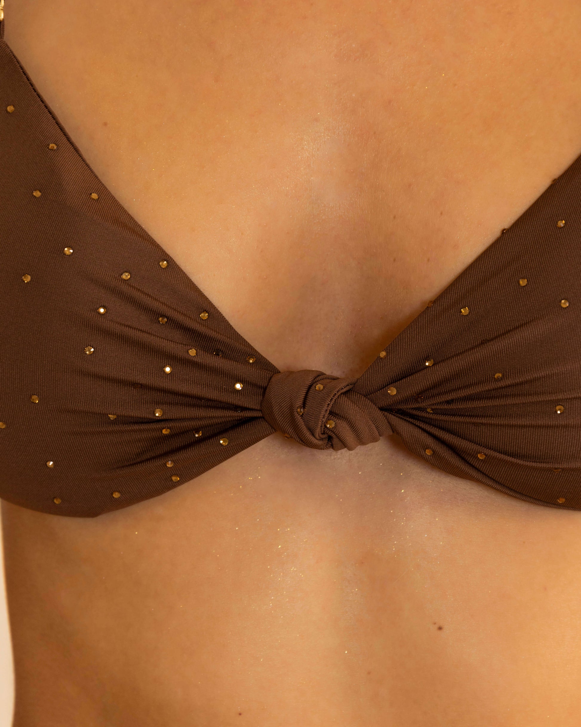 Coconut Brown knot Diamante Bikini By Opulence