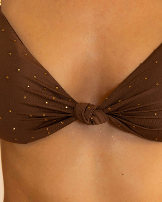 Coconut Brown knot Diamante Bikini By Opulence