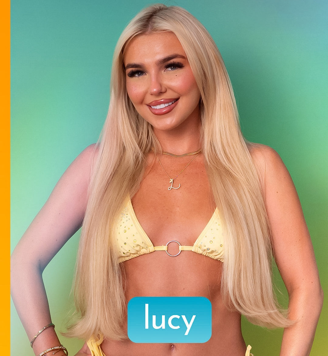 Lucy Quinn in Yellow Opulence bikini on Love Island