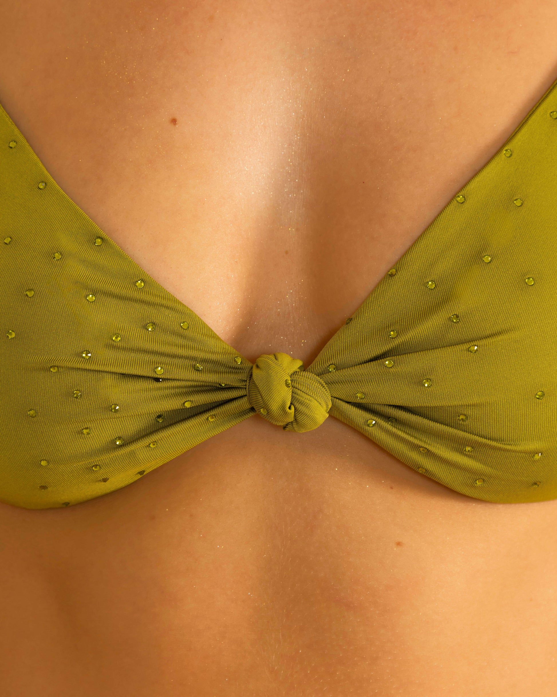 Olive Green knot Diamante Bikini By Opulence