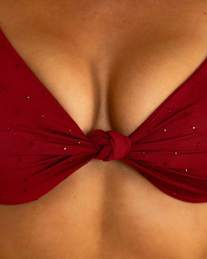 Sangria Red knot Diamante Bikini By Opulence